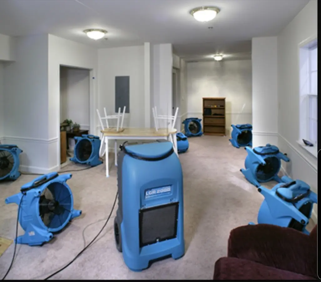 Air movers and dehumidifier setup for Water Extraction & Removal in Council Bluffs
