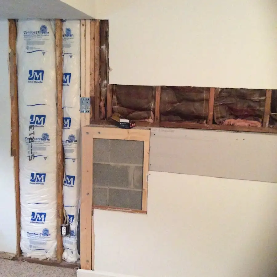 Wall insulation replacement during Basement Flood Cleanup in Council Bluffs